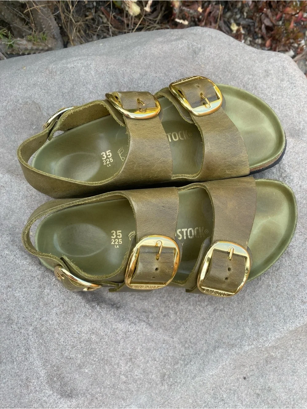 Birkenstock Milano Big Buckle Olive Green Oiled Leather Exquisite